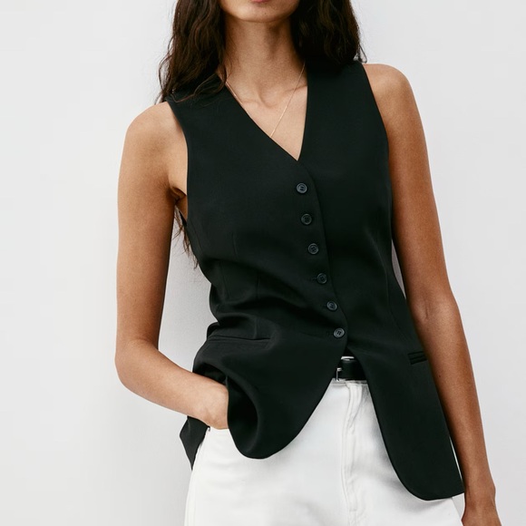 Black Button-Up Vest - Picture 1 of 5